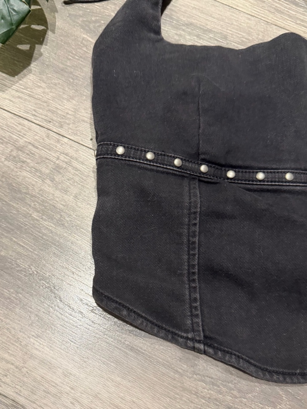 Wild Fable Western Black Denim Studded Halter Zip Back Crop Top. Size XXS NWT! - Picture 5 of 10